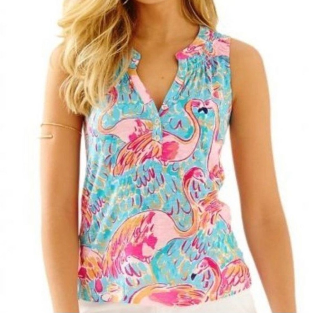 Lily Pulitzer Essie Top in Peel & Eat Multi Flamingo